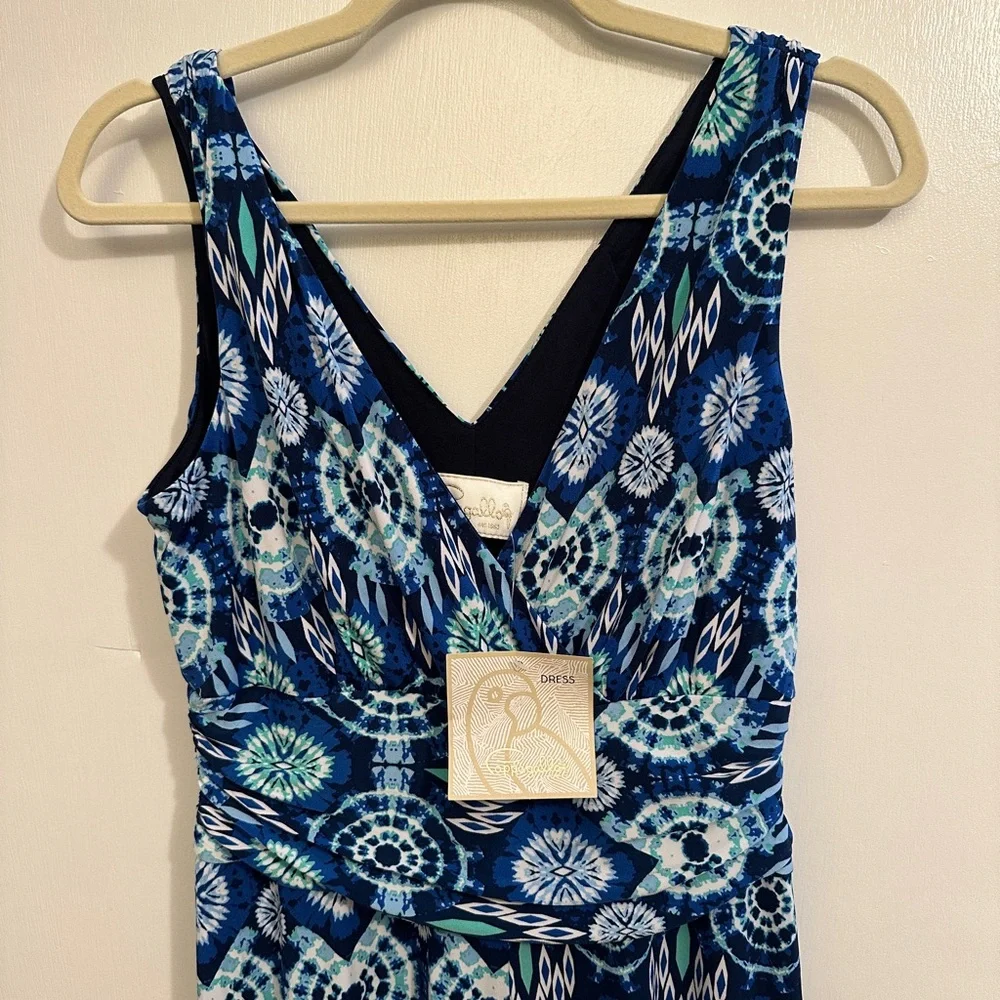 Pappagallo Women’s Wide Leg Jumpsuit Blue Print Sleeveless Size Small - Picture 4 of 5